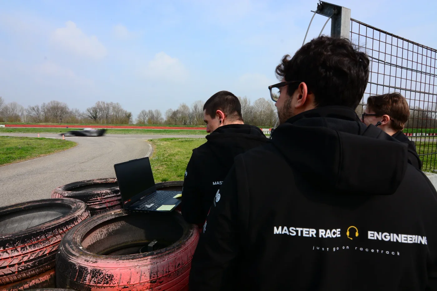 Technical team during an on-track engineering session